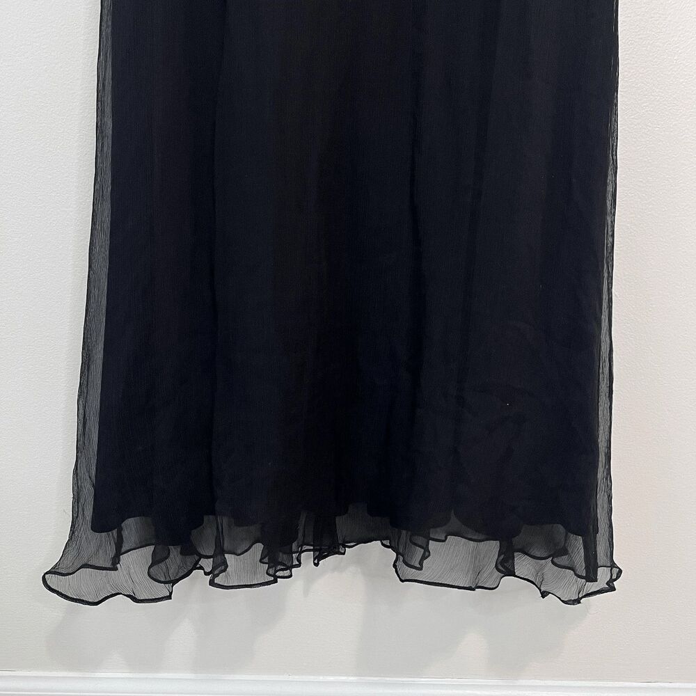 Tadashi Collection Black Nude Beaded Silk Chiffon Evening Maxi Gown Dress Size 8 - Picture 10 of 13
